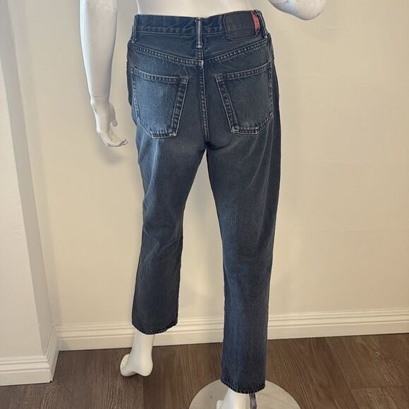 Acne Studios Blå Konst Mid Rise Straight Leg Reworked One of a Kind Denim Jeans - Picture 4 of 7